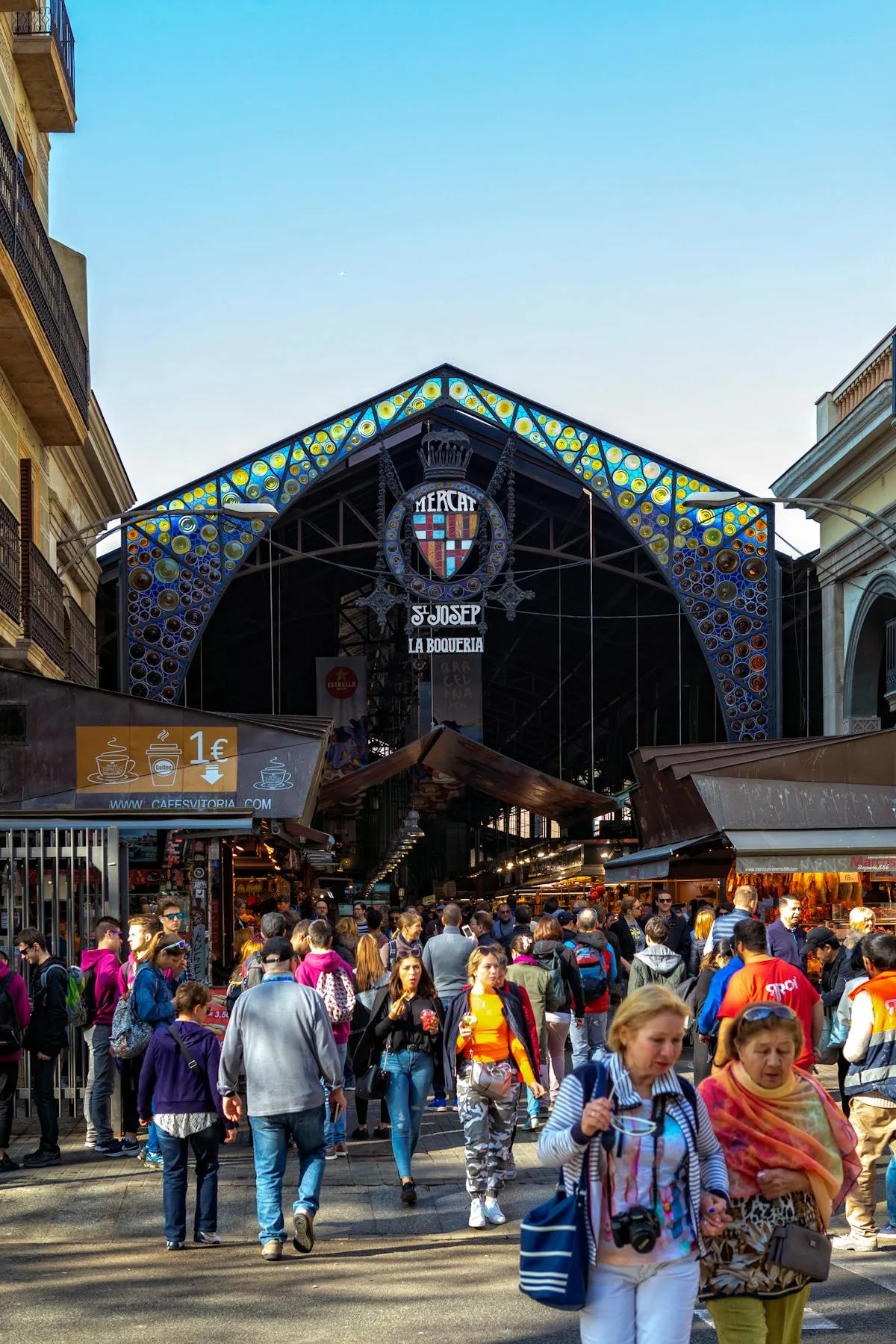La Boqueria market entrance in Barcelona