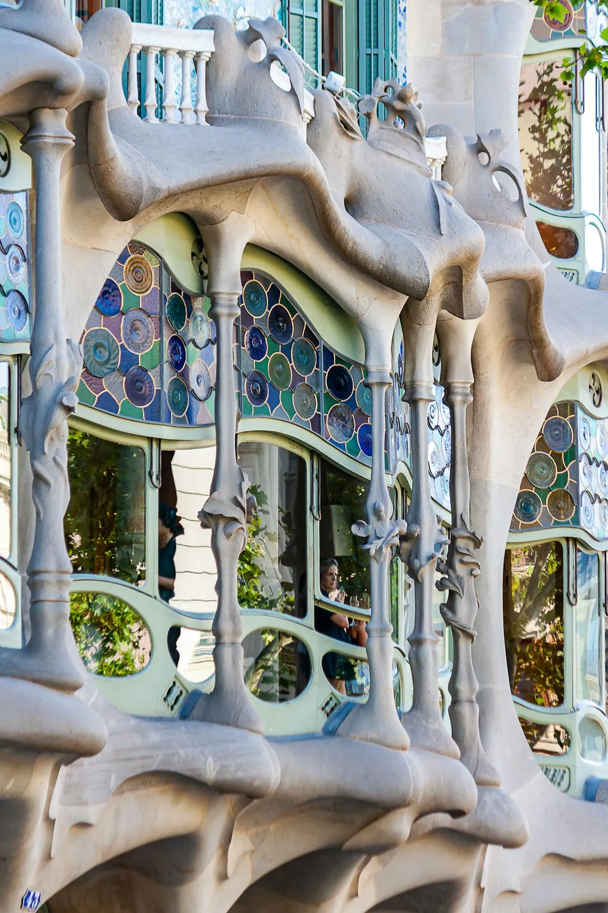 Detail of Casa Batlló facade on Passeig de Gràcia