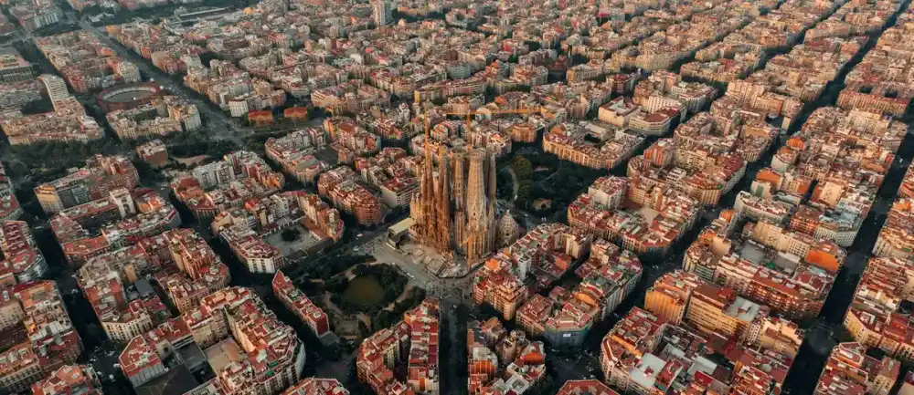 Vue aérienne du centre de Barcelone