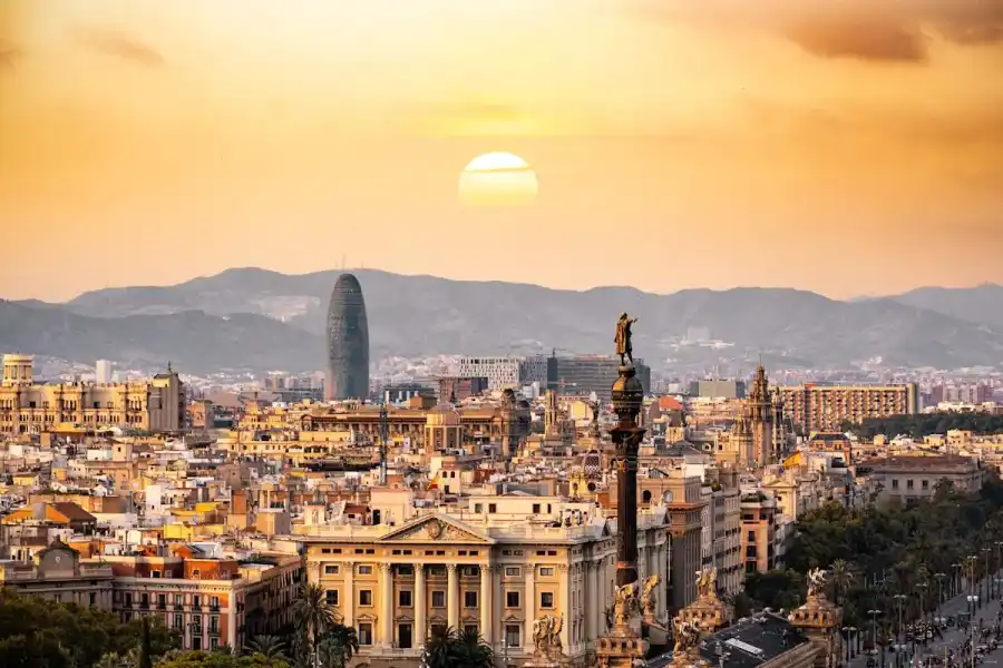 Barcelona lit up at night