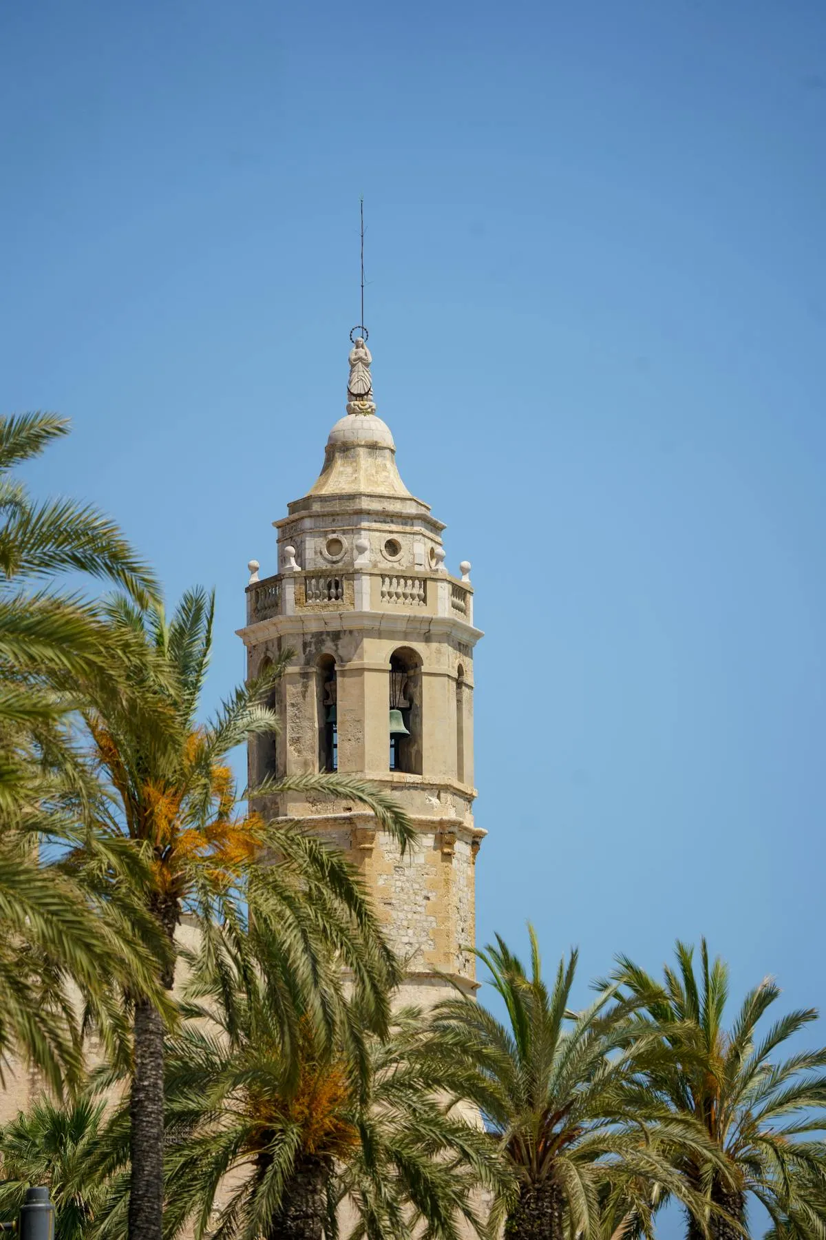 Sitges bell tower in April