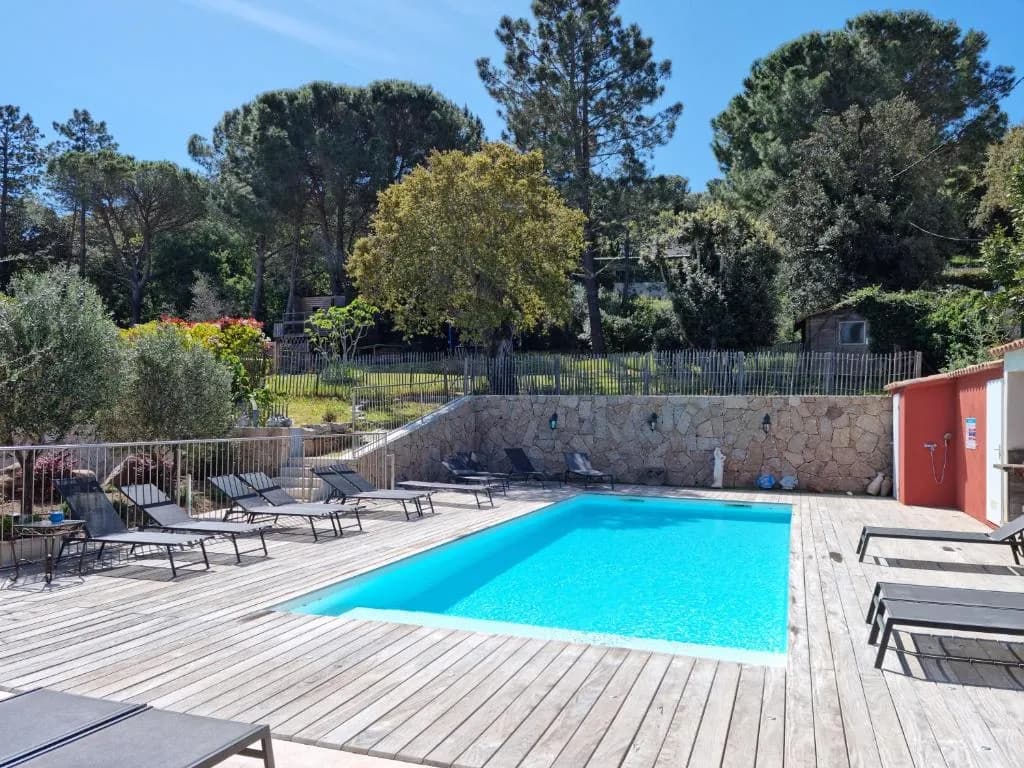 Pool area at Hôtel Casa di Mama, Porto-Vecchio, Corsica