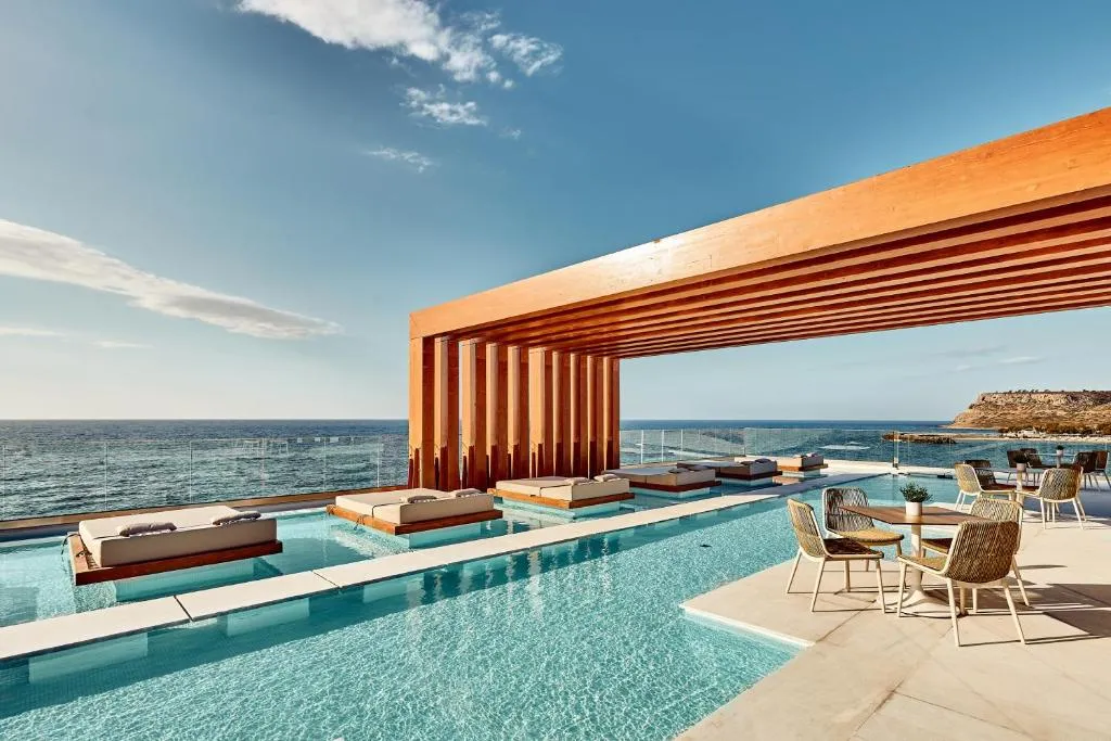 Enorme Santanna Island hotel facade in Sissi, Crete