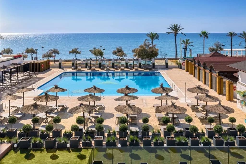 Occidental Fuengirola hotel facade and pool, beachfront