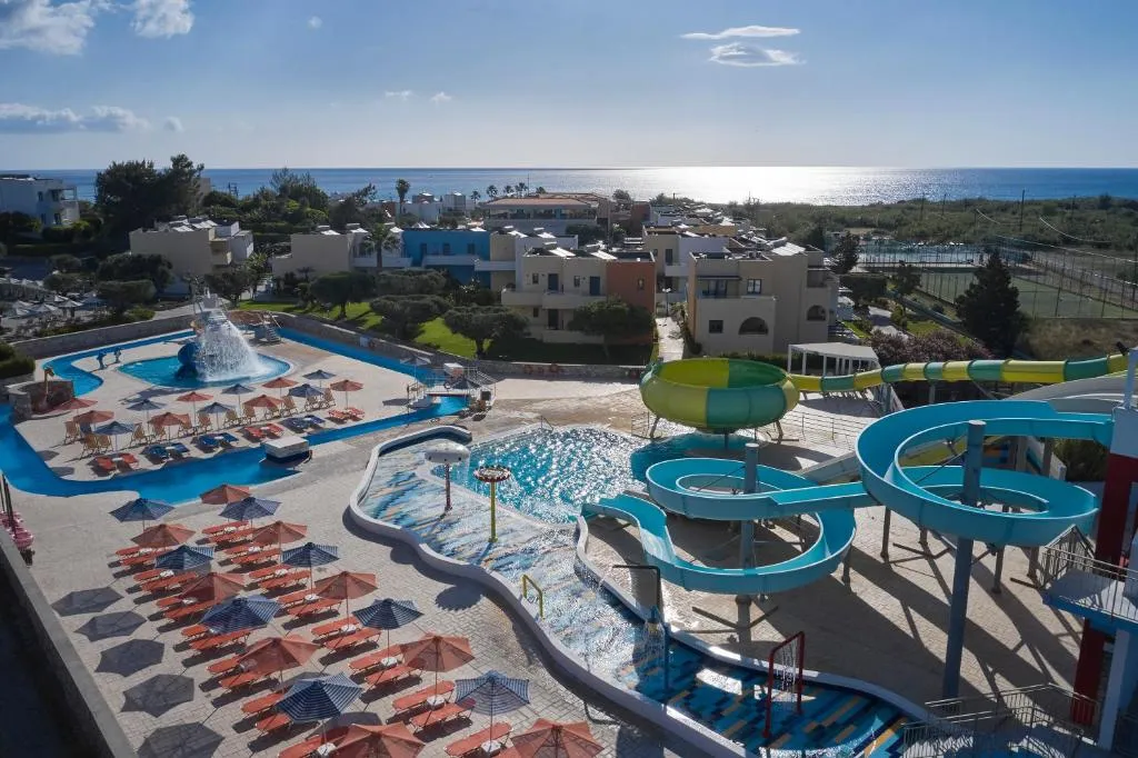 Water park and pool area at Atlantica Mikri Poli, Kolymbia, Rhodes