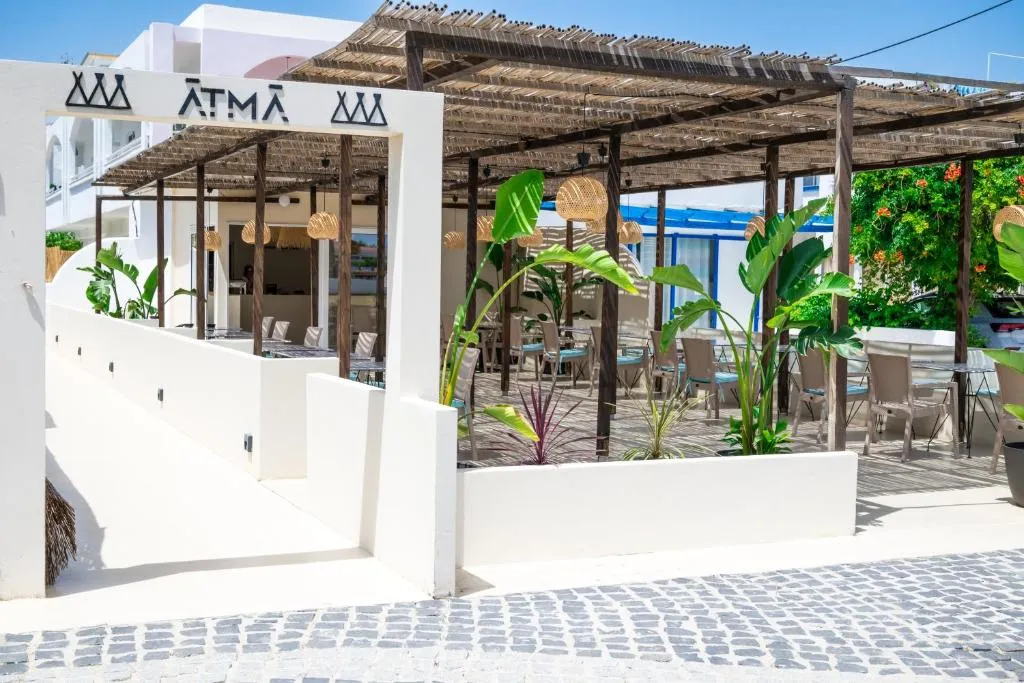 Atma Beach Rooms & Suites facade on Faliraki Beach, Rhodes