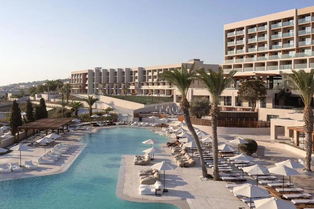 Ella Helea resort aerial view with water park and pools, Kallithea, Rhodes