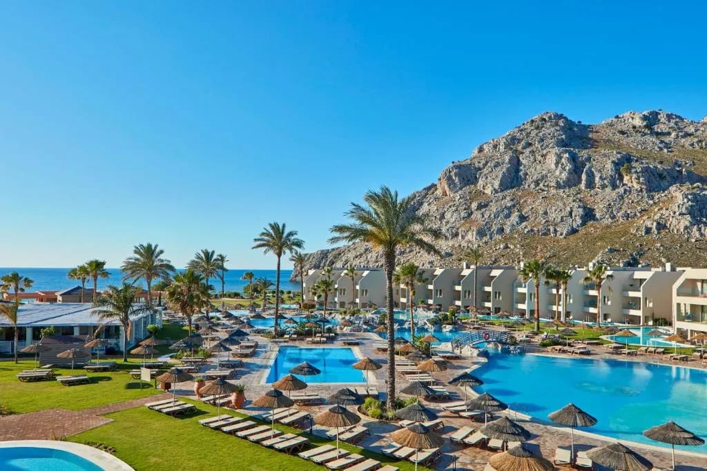 Atlantica Aegean Blue main pool and resort grounds, Kolymbia