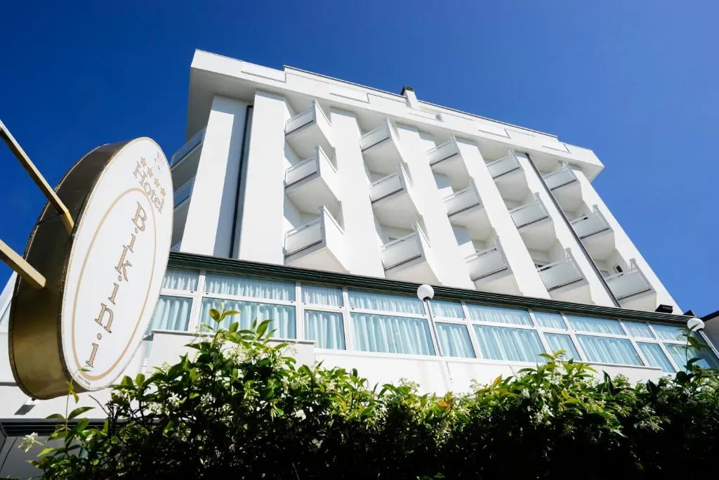 Hotel Bikini beachfront facade in Marina Centro, Rimini