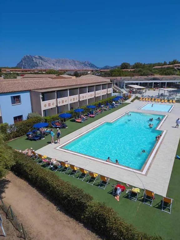 Hotel Baja Bianca hotel facade in Capo Coda Cavallo, San Teodoro, Sardinia